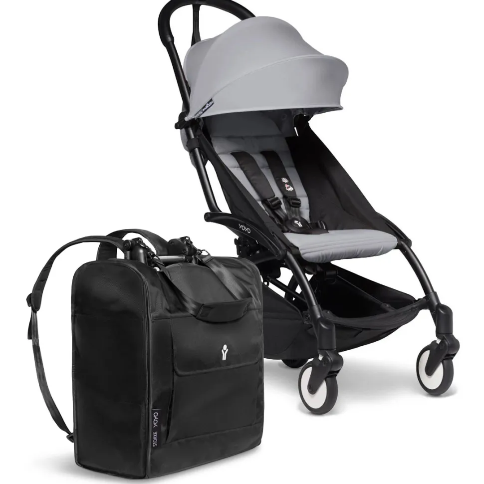 Stokke YOYO2 Ultra Compact 6+ Stroller + Backpack Bundle - Black / Stone