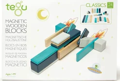 Tegu 24 Piece Magnetic Wooden Block Set - Blues
