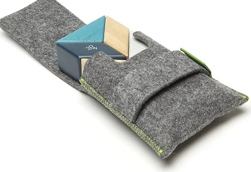 Tegu Pocket Pouch Prism 6 Piece Magnetic Blocks - Blues