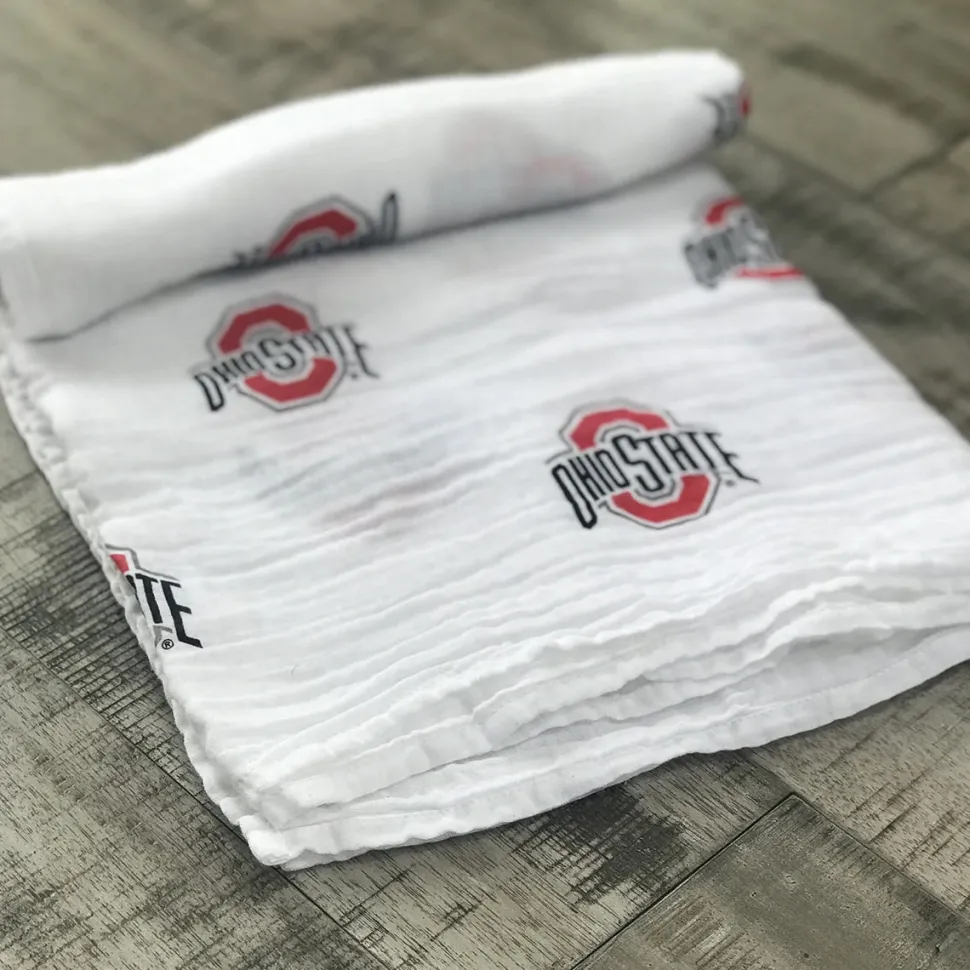 Three Little Anchors College Swaddle Blanket - Ohio State University Buckeyes
