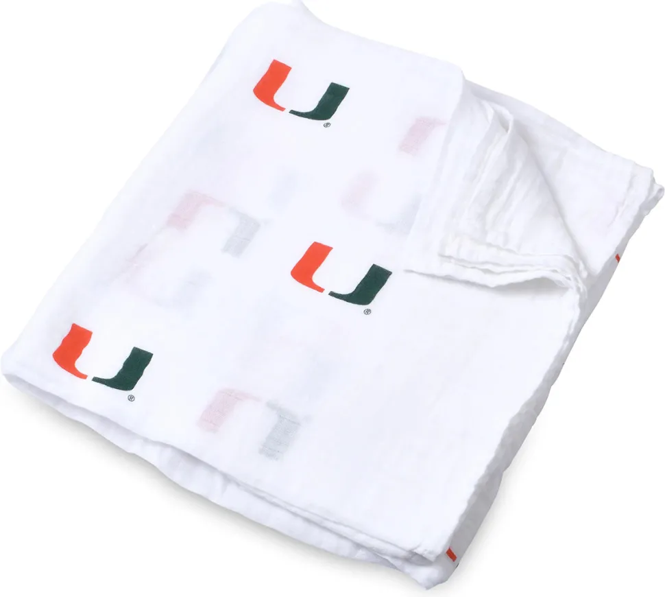 Three Little Anchors College Swaddle Blanket - Miami Hurricanes