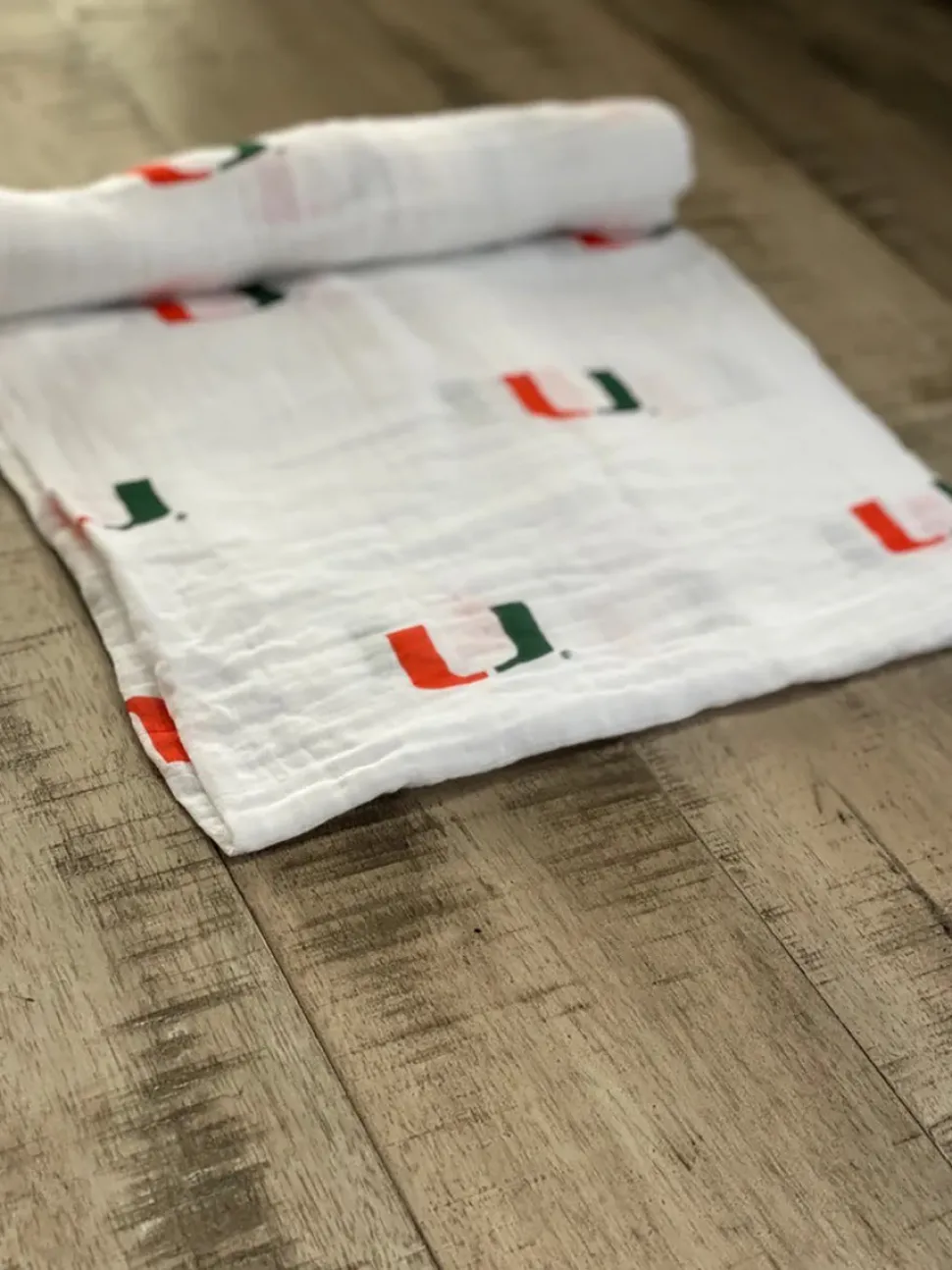 Three Little Anchors College Swaddle Blanket - Miami Hurricanes