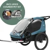 Thule Courier Bicycle Trailer + Pet Kit Bundle - Aegean Blue