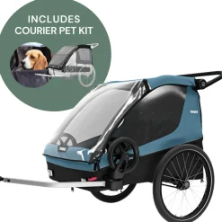 Thule Courier Bicycle Trailer + Pet Kit Bundle - Aegean Blue