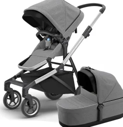 Thule Sleek Single-to-Double Stroller & Bassinet - Grey Melange