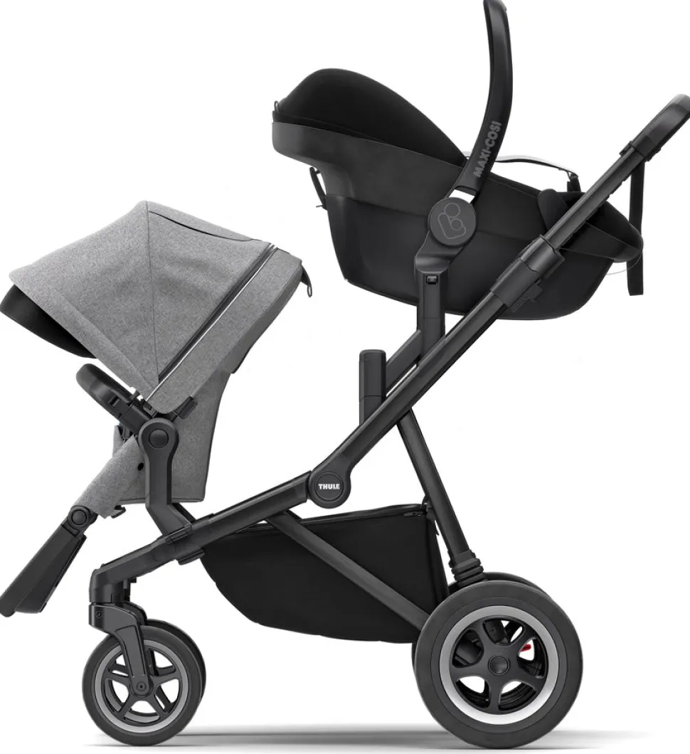 Thule Sleek Single-to-Double Stroller - Black / Grey Melange
