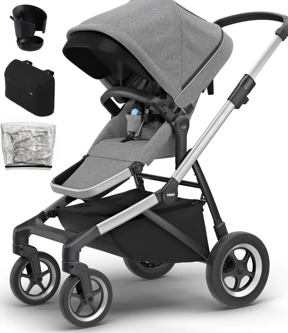 Thule Sleek Stroller + Accessory Set - Grey Melange