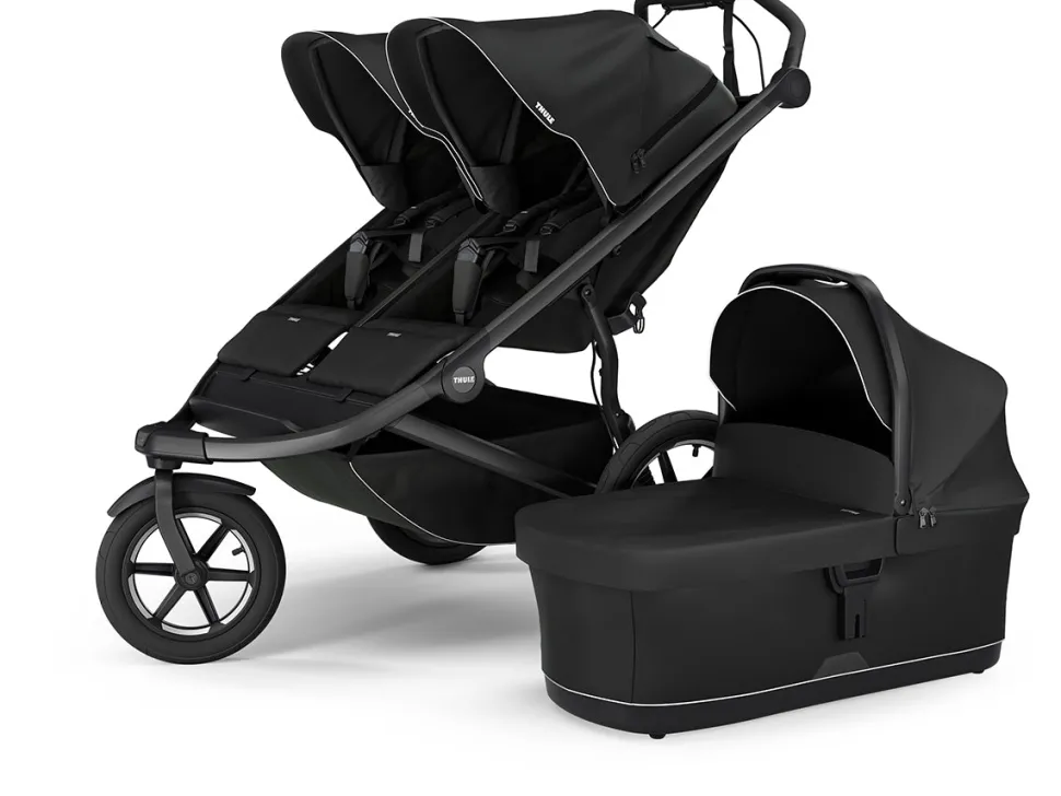 Thule Urban Glide 3 Double Jogging Stroller + Bassinet Bundle - Black