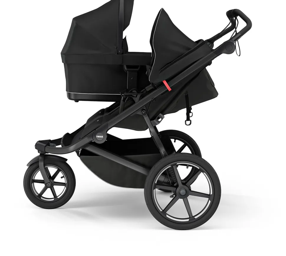 Thule Urban Glide 3 Double Jogging Stroller + Bassinet Bundle - Black