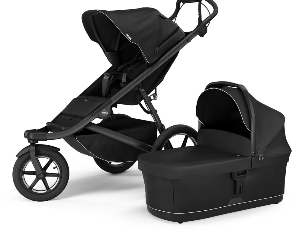 Thule Urban Glide 3 Single Jogging Stroller + Bassinet Bundle - Black