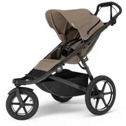 Thule Urban Glide 3 Single Jogging Stroller + Cup Holder + Bassinet Bundle - Tinted Taupe (Brixy Exclusive)
