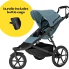 Thule Urban Glide 3 Single Jogging Stroller + Bottle Cage Bundle - Mid-Blue