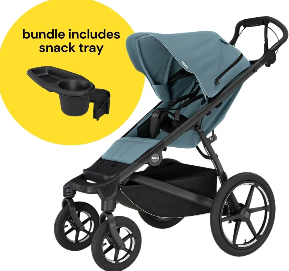 Thule Urban Glide 4-Wheel All-Terrain Stroller + Snack Tray Bundle - Mid-Blue