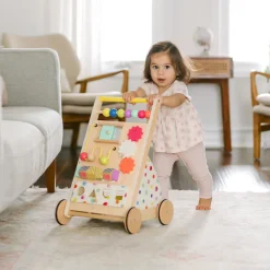 Tiny Land® Premium Natural Wooden Activity Walker