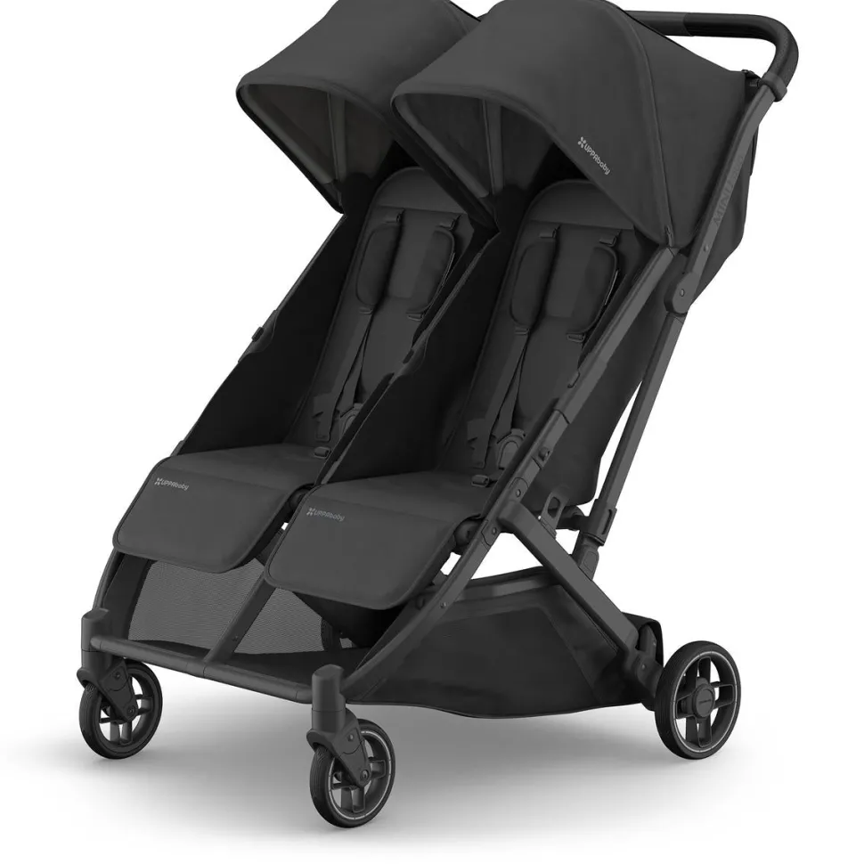 UPPAbaby Minu Duo Compact Double Stroller - Jake (Charcoal / Carbon Frame / Black Leather)