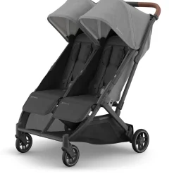 UPPAbaby Minu Duo Compact Double Stroller - Greyson (Charcoal Melange / Carbon Frame / Saddle Leather)