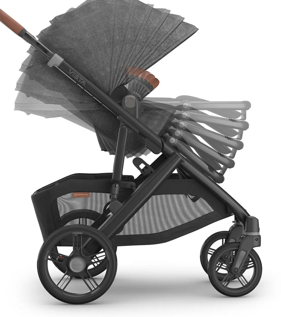 UPPAbaby Vista V3 Single-to-Double Stroller - Greyson (Charcoal Melange / Carbon Frame / Saddle Leather)
