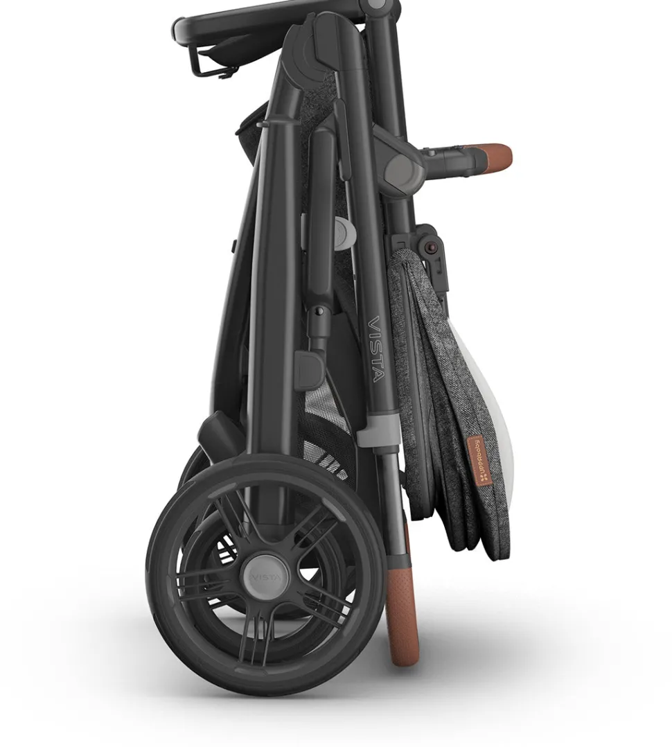 UPPAbaby Vista V3 Single-to-Double Stroller - Greyson (Charcoal Melange / Carbon Frame / Saddle Leather)
