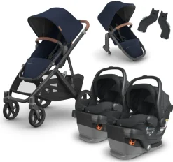 UPPAbaby VISTA V3 Twin Double Stroller with V2+ Rumbleseat + MESA V2 Travel System Bundle - Noa / Jake