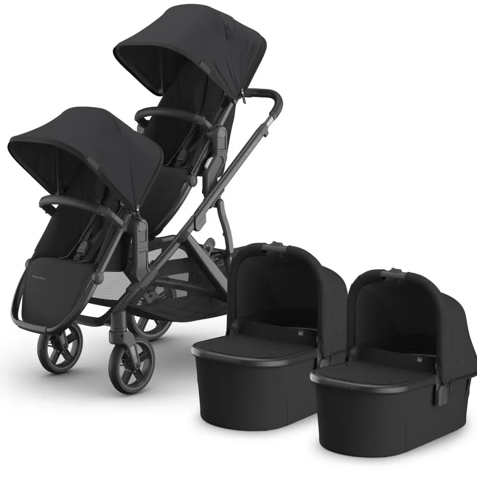 UPPAbaby Vista V3 Twin Stroller with RumbleSeat V3 + Bassinet Bundle - Jake
