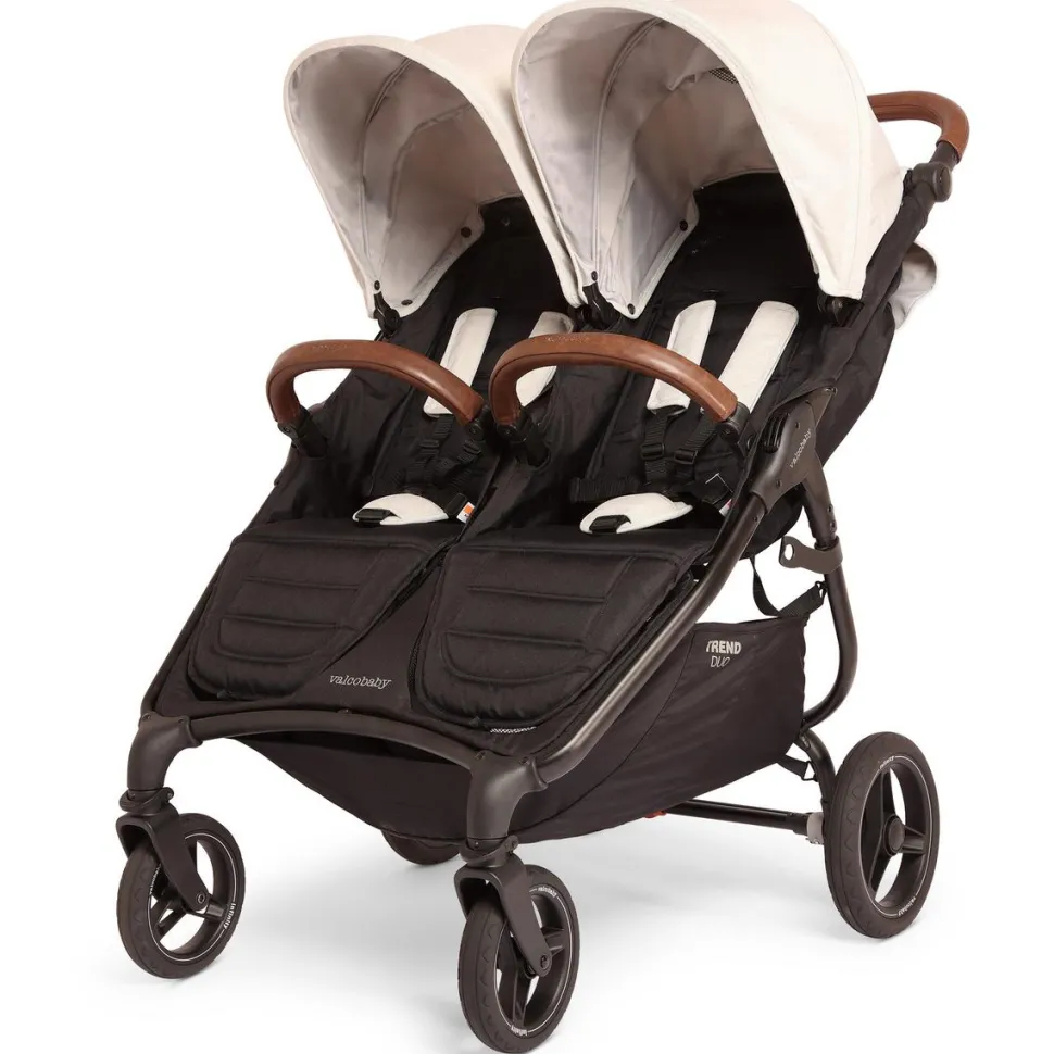 Valco Baby Trend Duo Sport Side by Side Double Stroller - Cloud / Brown Leatherette