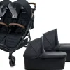 Valco Trend Duo Twin Side by Side Double Stroller + Bassinet Bundle 2025 Black / Black