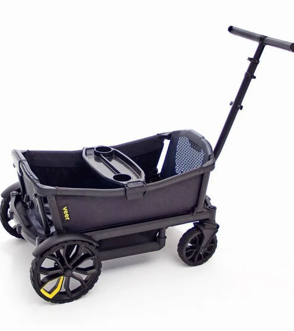 Veer Cruiser (2 Seater) Stroller Wagon + Canopy + Basket Bundle - Grey / Grey