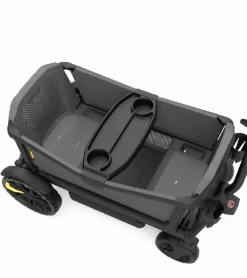 Veer Cruiser (2 Seater) Stroller Wagon + Canopy + Basket Bundle - Grey / Grey
