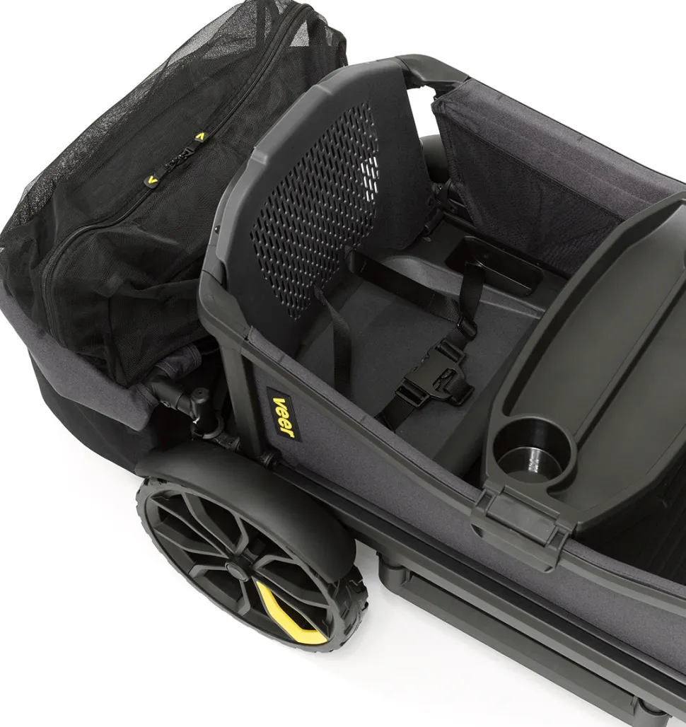 Veer Cruiser (2 Seater) Stroller Wagon + Canopy + Basket Bundle - Grey / Grey
