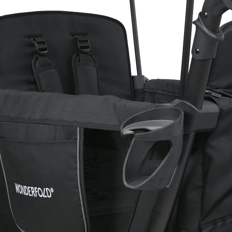 WonderFold L2 Double (2 Seater) Stroller Wagon - Black