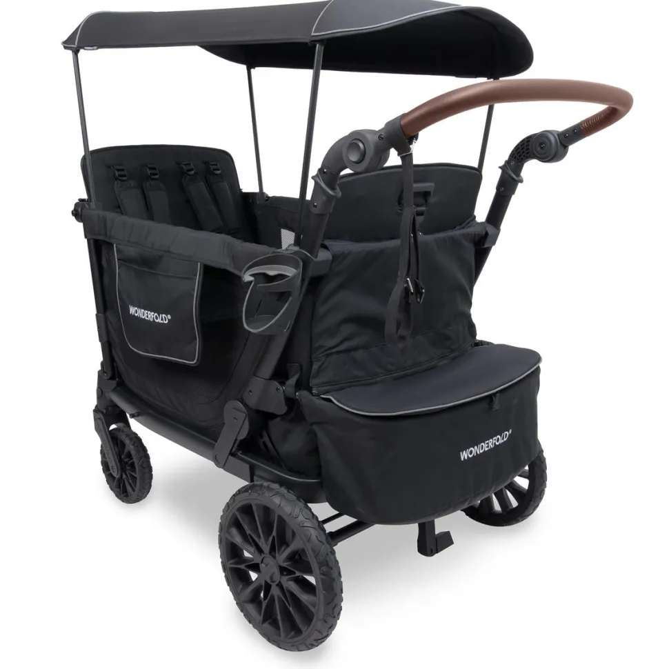 WonderFold L4 Quad (4 Seater) Stroller Wagon - Black