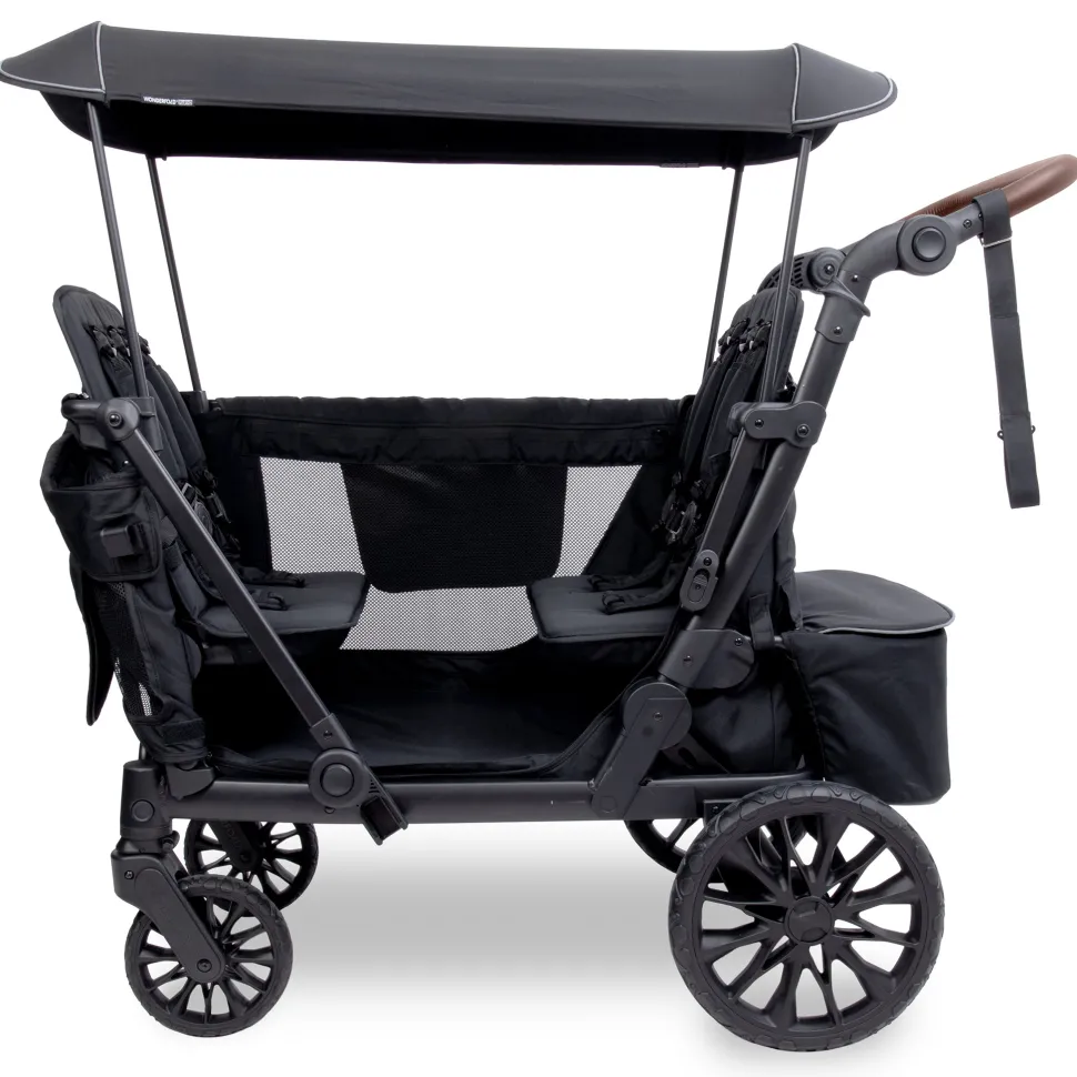 WonderFold L4 Quad (4 Seater) Stroller Wagon - Black