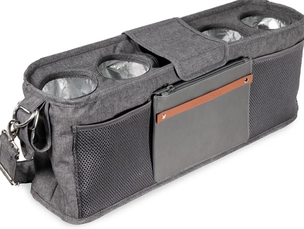 WonderFold Large Parent Console with 4 Insulated Cup Holders - Gray