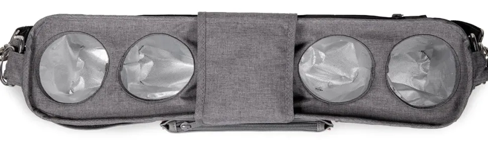 WonderFold Large Parent Console with 4 Insulated Cup Holders - Gray