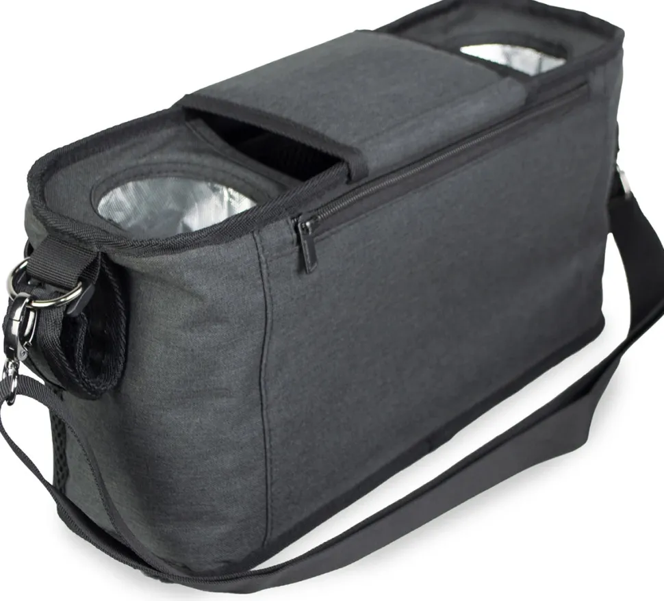 WonderFold Small Parent Console with 2 Insulated Cup Holders - Volcanic Black