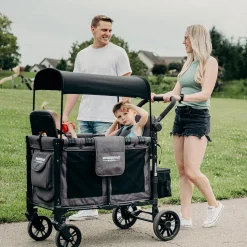WonderFold W2 Elite Multifunctional Double (2 Seater) Stroller Wagon - Volcanic Black
