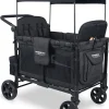 WonderFold W4 Elite Multifunctional Quad (4 Seater) Stroller Wagon - Volcanic Black