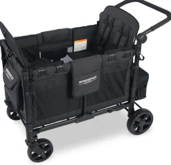 WonderFold W4 Elite Multifunctional Quad (4 Seater) Stroller Wagon - Volcanic Black