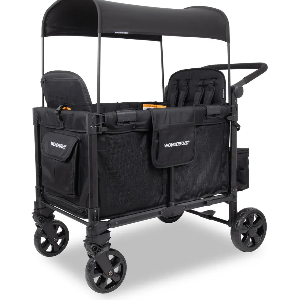 WonderFold W4 Elite Pro (4 Seater) Stroller Wagon - Jet Black