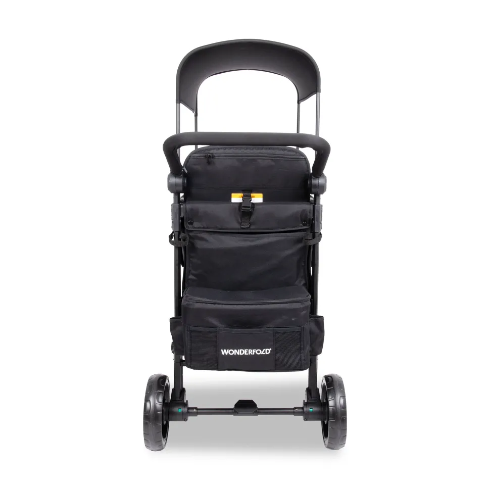 WonderFold W2 Elite Pro (2 Seater) Double Stroller Wagon - Jet Black
