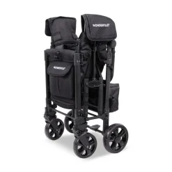 WonderFold W2 Elite Pro (2 Seater) Double Stroller Wagon - Jet Black