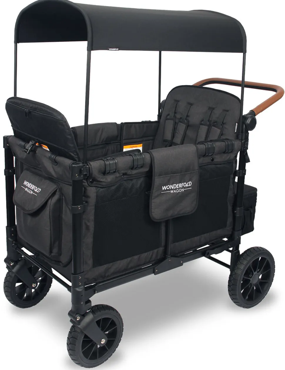 WonderFold W4 Luxe Multifunctional Quad (4 Seater) Stroller Wagon - Volcanic Black