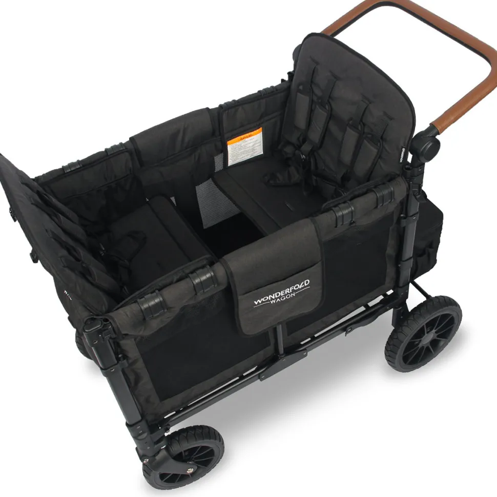 WonderFold W4 Luxe Multifunctional Quad (4 Seater) Stroller Wagon - Volcanic Black
