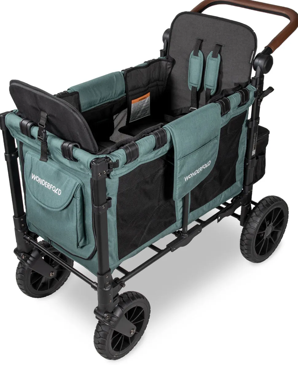 Wonderfold W2 Luxe Multifunctional Double (2 seater) Stroller Wagon - Hunter Green (Albee Exclusive)