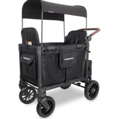 WonderFold W2 Luxe Pro (2 Seater) Double Seater Stroller Wagon - Jet Black