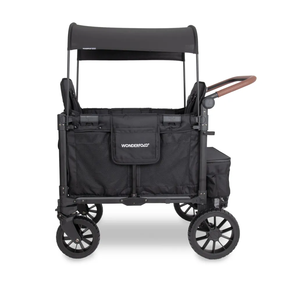 WonderFold W2 Luxe Pro (2 Seater) Double Seater Stroller Wagon - Jet Black