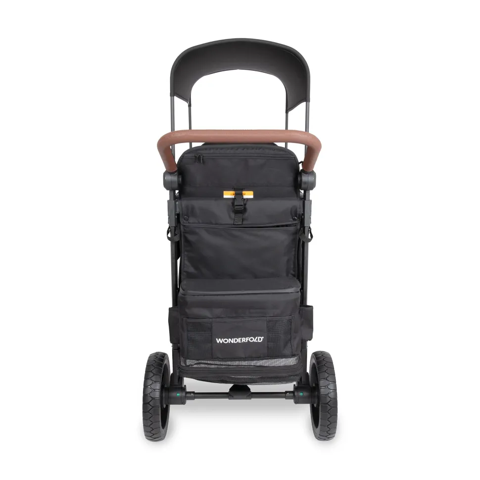 WonderFold W2 Luxe Pro (2 Seater) Double Seater Stroller Wagon - Jet Black