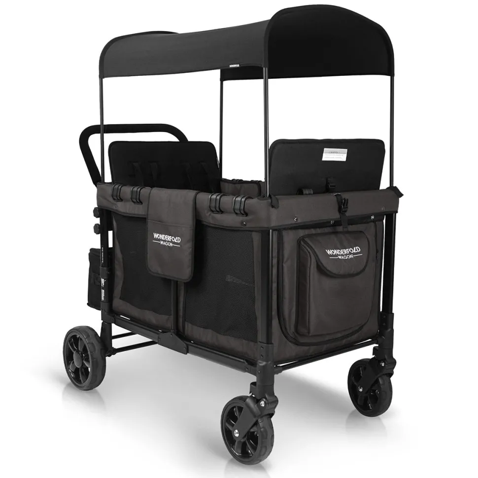 WonderFold W4 Original Quad (4 Seater) Stroller Wagon - Black
