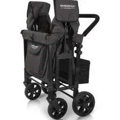 WonderFold W4 Original Quad (4 Seater) Stroller Wagon - Black