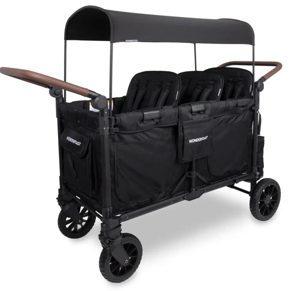 WonderFold W6 Pro (6 Seater) Stroller Wagon - Jet Black